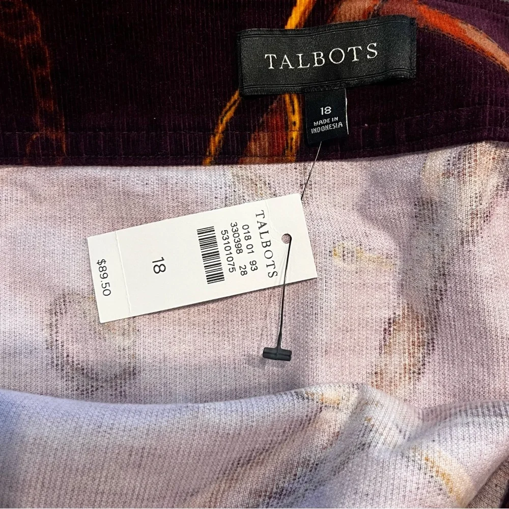 NWT Talbots Equestrian Print Corduroy A-line Skirt 18 - Picture 4 of 8